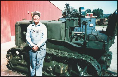 Above: Oscar posing with his Holt track-type tractor.